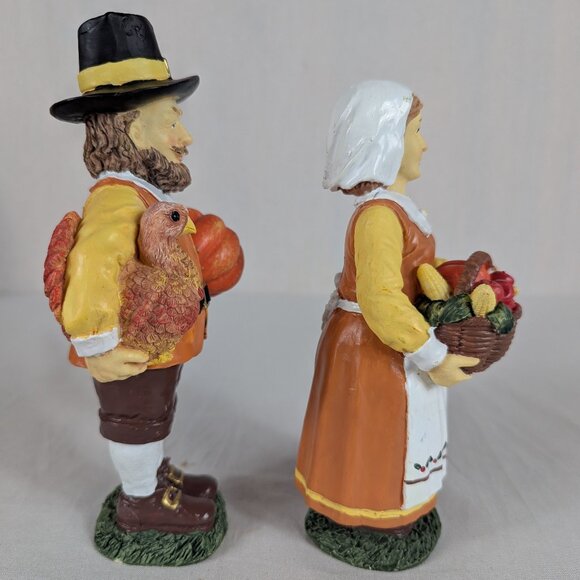 Thanksgiving Pilgrim Couple Rustic Figurines Table Centerpiece Vintage 1995 STC - Picture 6 of 7